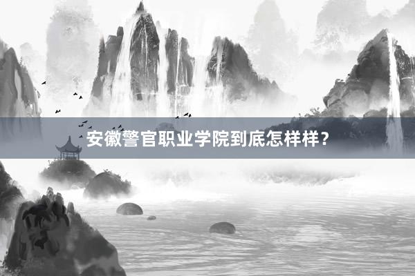 安徽警官职业学院到底怎样样？